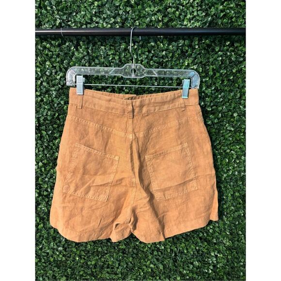 Enza Costa Tan 100% French Linen High Rise Shorts Sz Small/1 NWOT - Picture 2 of 4